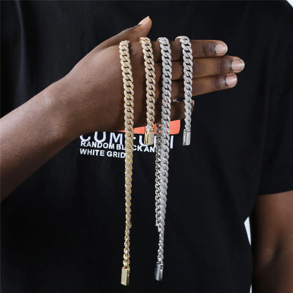 10MM ICED CUBAN LINK BRACELET - SILVER