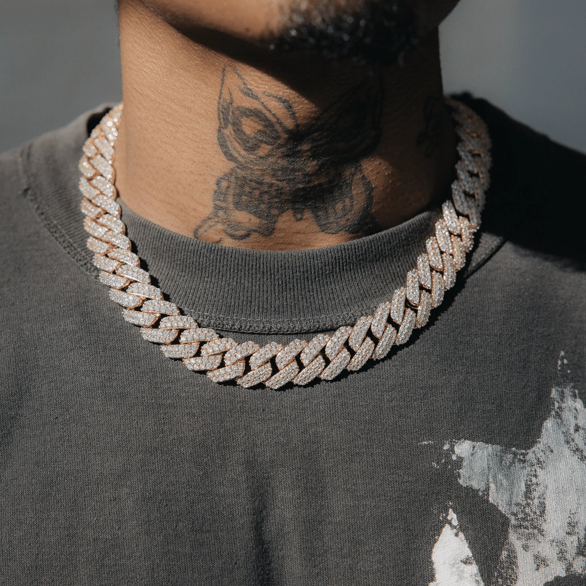 14MM ICED PRONG CUBAN CHAIN - GOLD