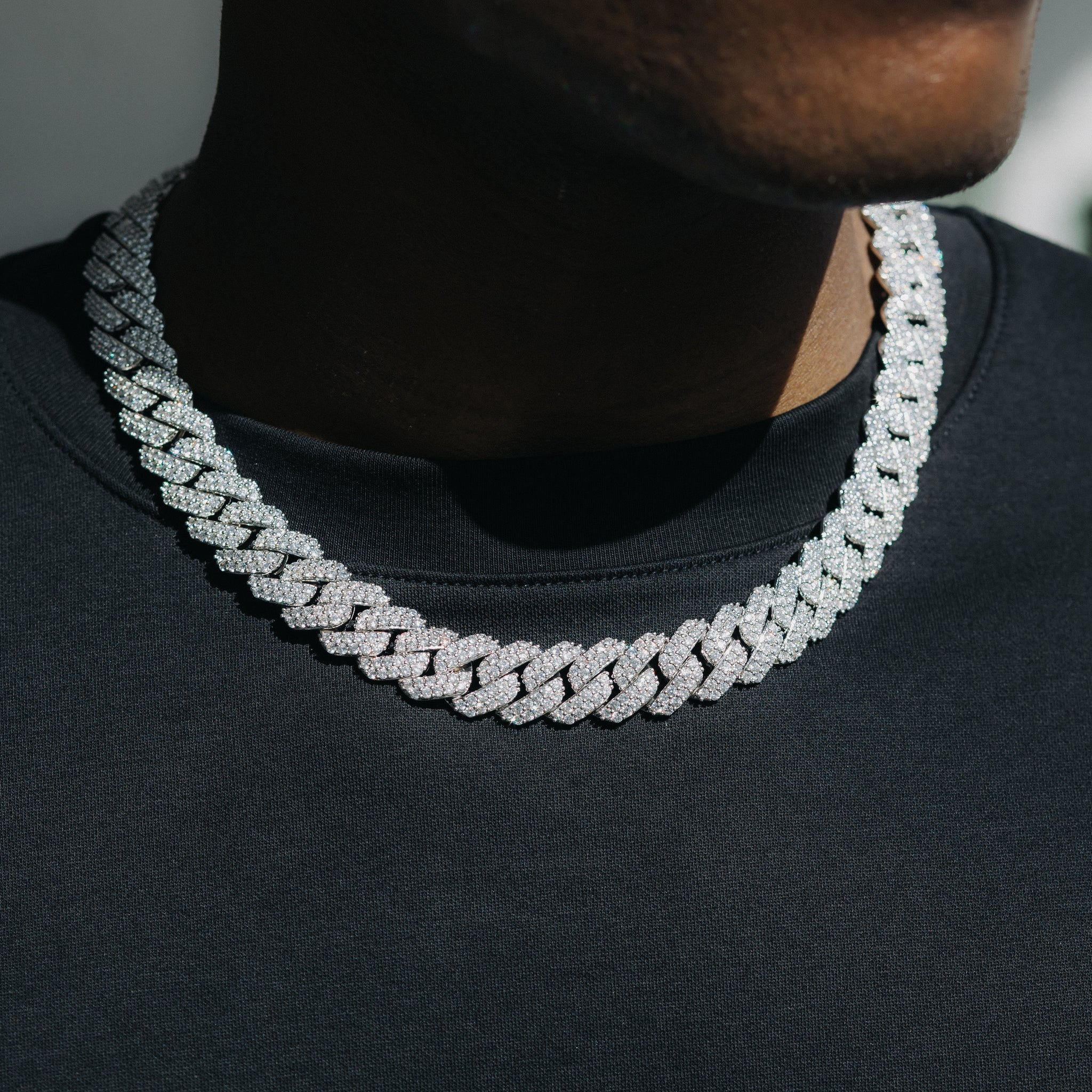 12MM ICED PRONG CUBAN CHAIN - SILVER