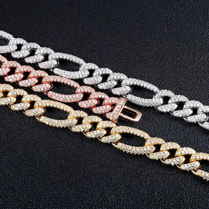 10MM ICED FIGARO CHAIN - SILVER