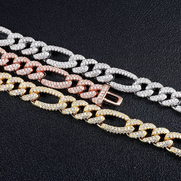 10MM ICED FIGARO CHAIN - SILVER