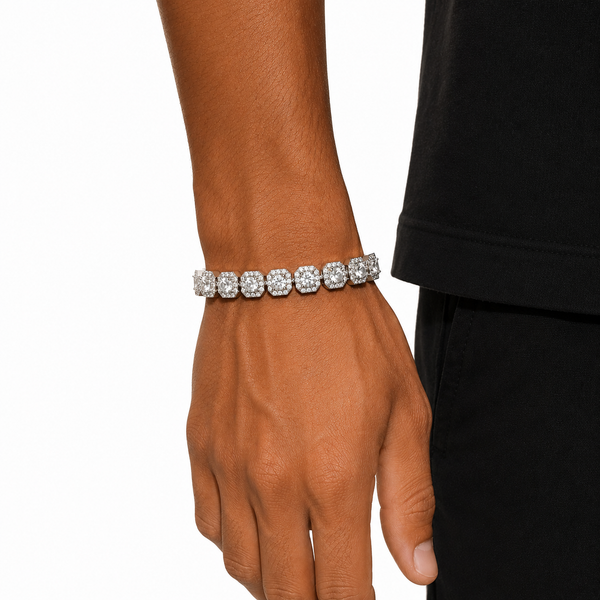 10MM CLUSTERED TENNIS BRACELET - SILVER