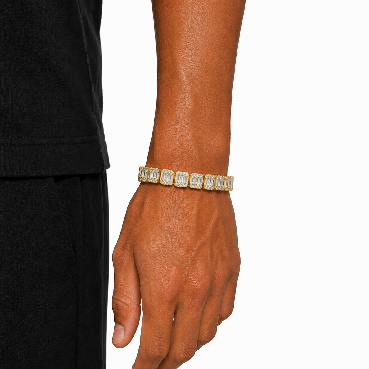 9MM ICED BAGUETTE TENNIS BRACELET - GOLD
