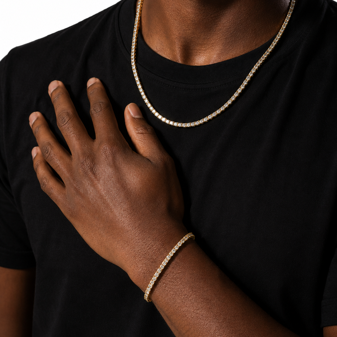 MENS 3MM TENNIS SET - GOLD