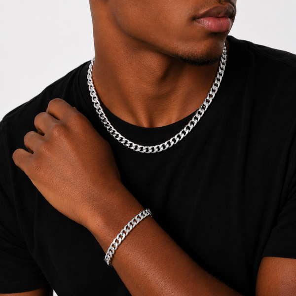 6MM MIAMI CUBAN SET - SILVER