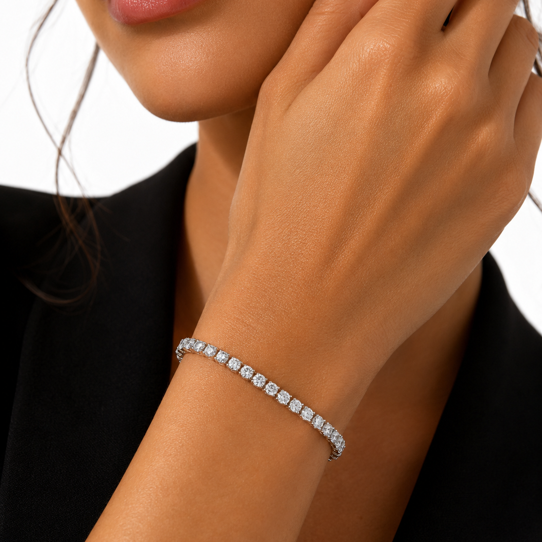 WOMENS 4MM TENNIS BRACELET - SILVER