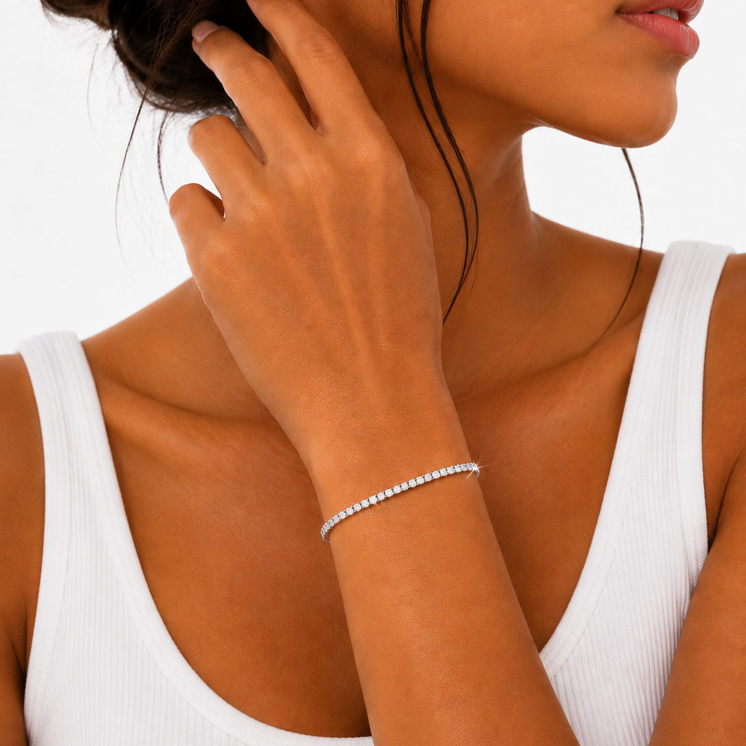 WOMENS 3MM TENNIS BRACELET - SILVER