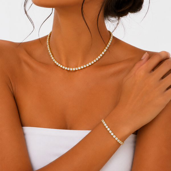 WOMENS 4MM TENNIS SET - GOLD