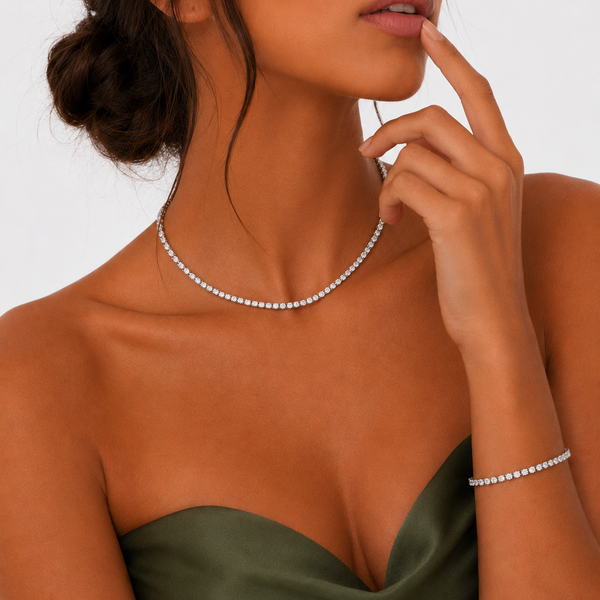 WOMENS 3MM TENNIS SET - SILVER