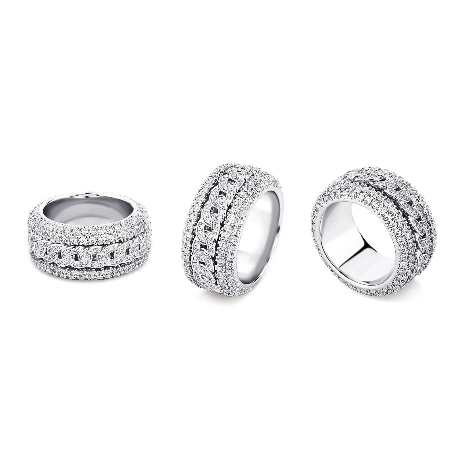 ICED SPINNING CUBAN RING - SILVER