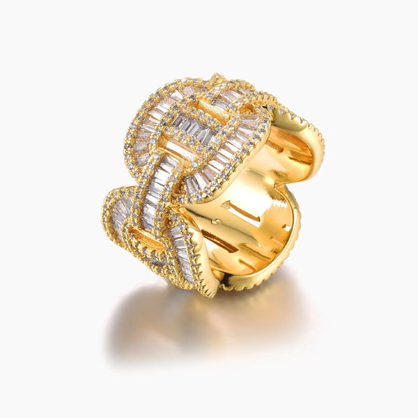 ICED MARINER BAGUETTE RING - GOLD