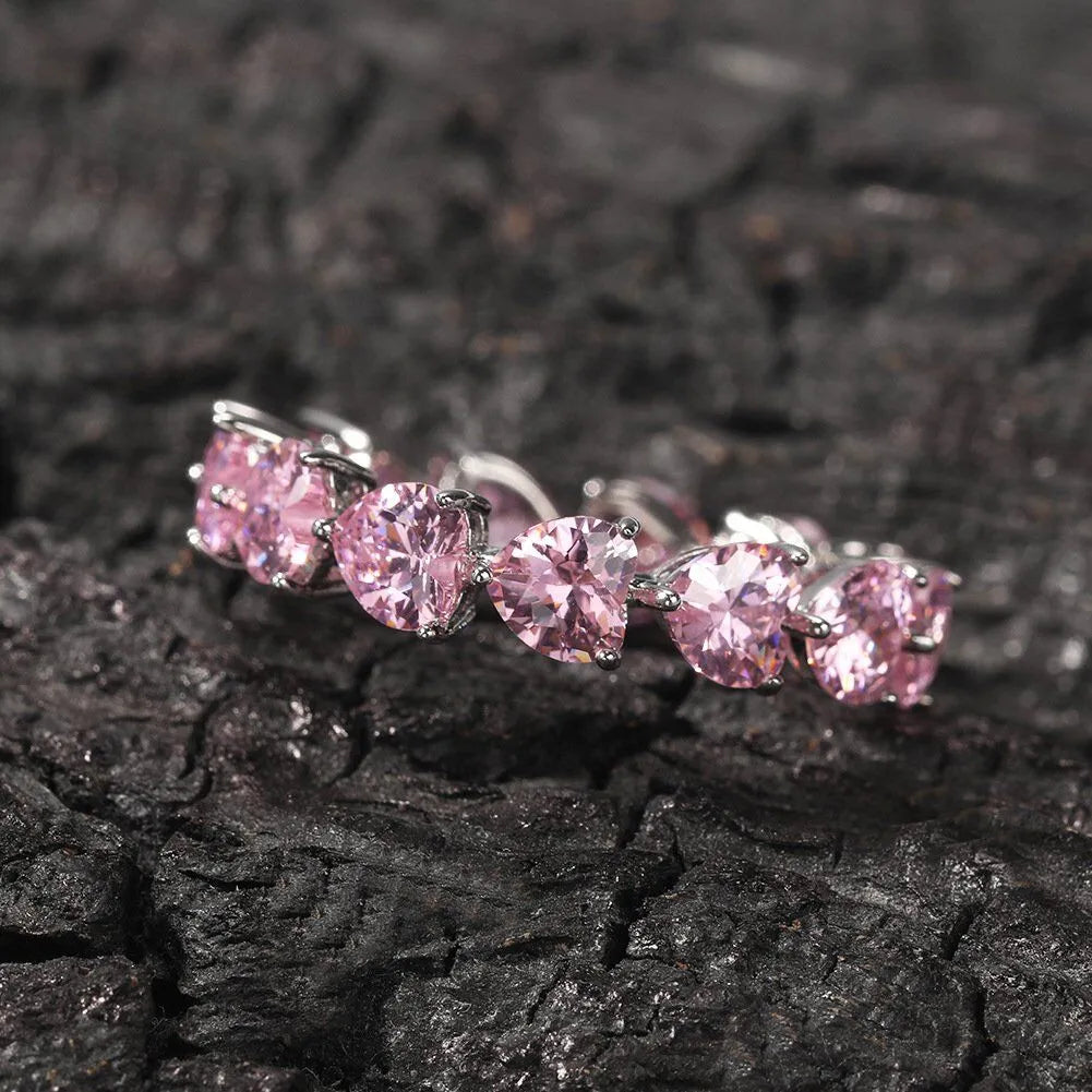 PINK HEART ETERNITY RING - 925 STERLING SILVER