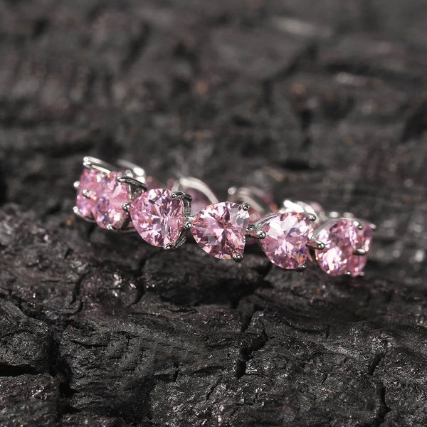 PINK HEART ETERNITY RING - 925 STERLING SILVER