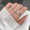 CLEAR EMERALD CUT SOLITAIRE RING - 925 STERLING SILVER