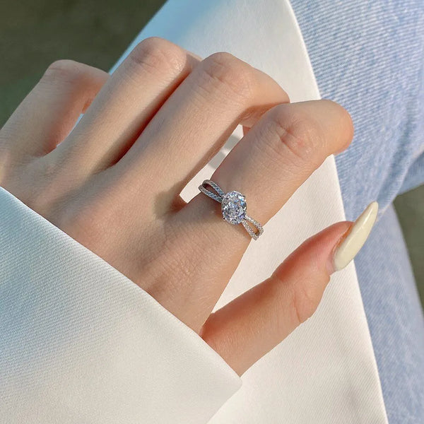 OVAL SPLIT SHANK RING - 925 STERLING SILVER