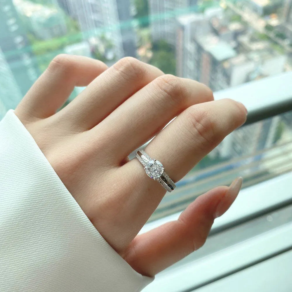 DOUBLE ROW CUSHION CUT PAVÉ RING - 925 STERLING SILVER