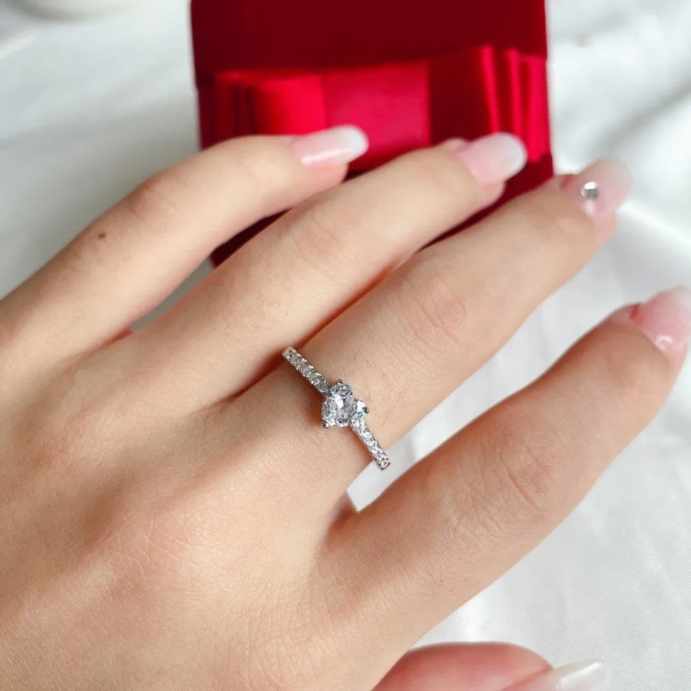 HEART-CUT SOLITAIRE RING - 925 STERLING SILVER