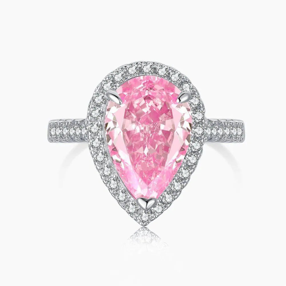 PINK PEAR ICED RING - WHITE