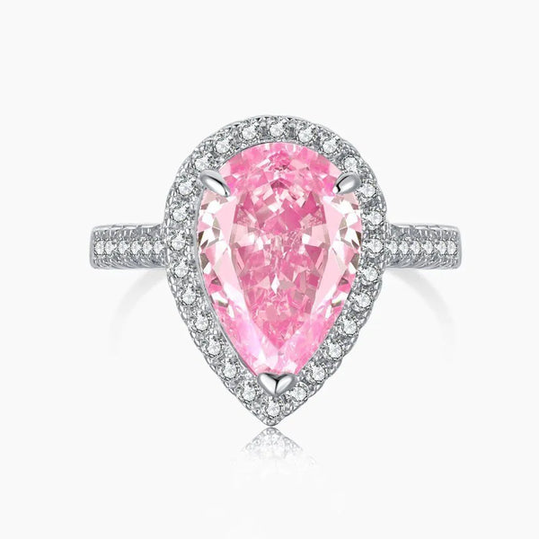 PINK PEAR ICED RING - WHITE