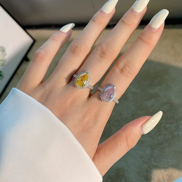 PINK PEAR ICED RING - WHITE