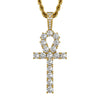 Iced Ankh Pendant with Cubic Zirconia Stones - Gold