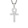 Iced Ankh Pendant with Cubic Zirconia Stones - Silver
