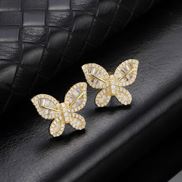 PAVE SET BUTTERFLY EARRINGS - GOLD