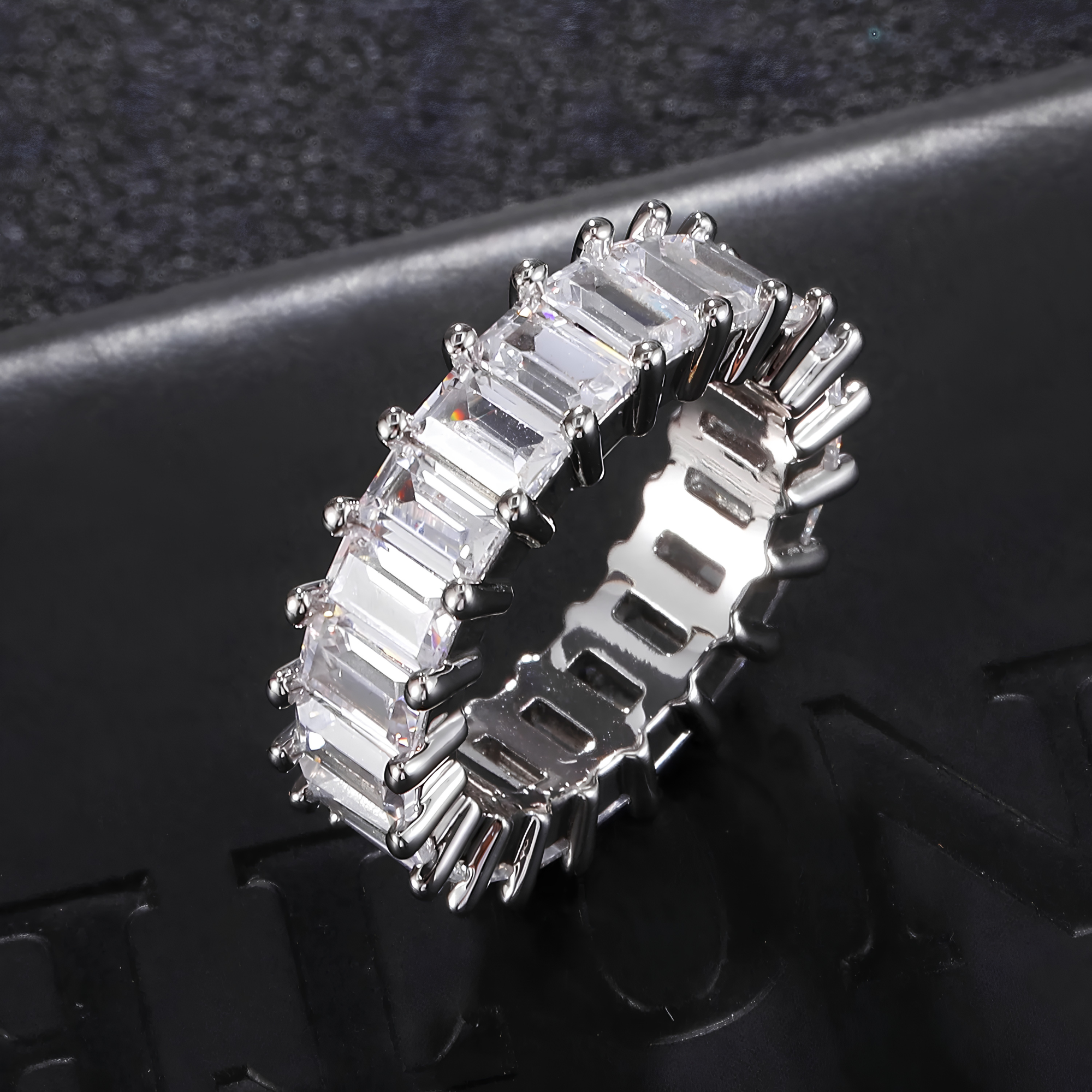 ICED BAGUETTE ETERNITY RING - SILVER