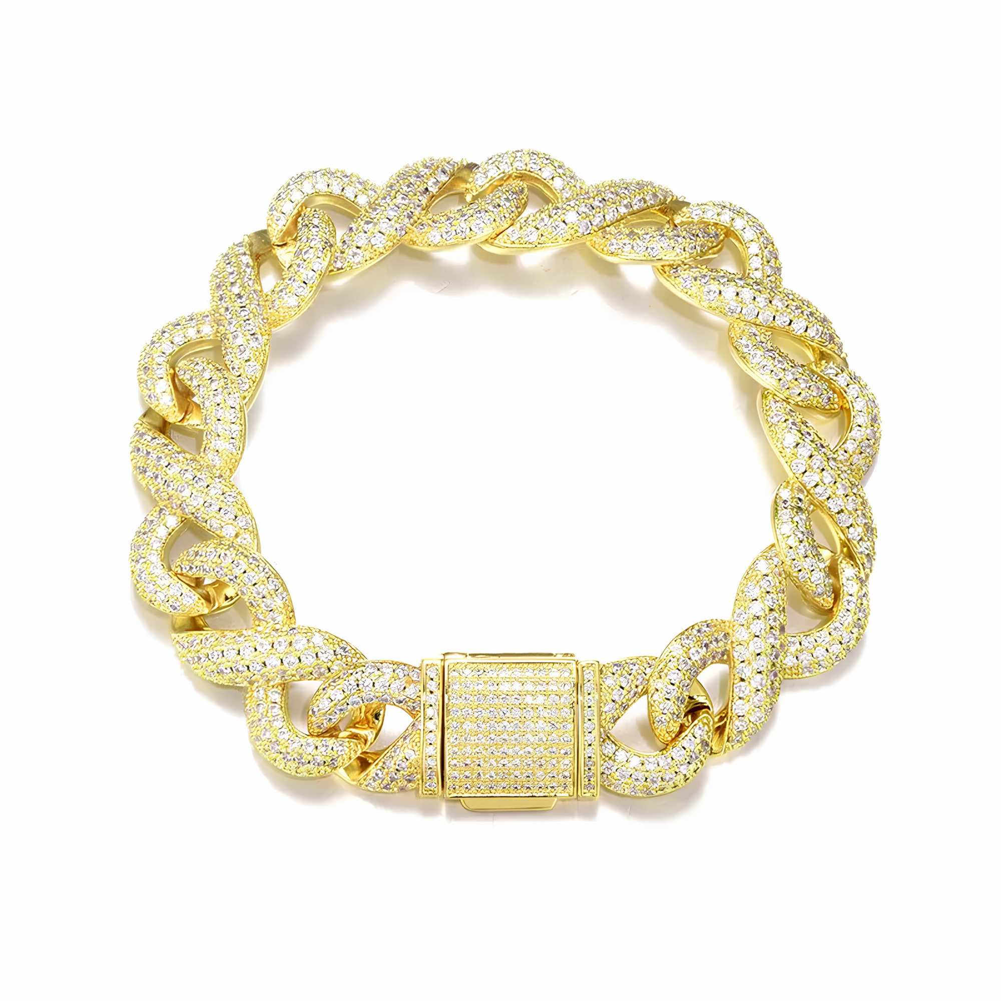 16MM ICED INFINITY CUBAN BRACELET - GOLD