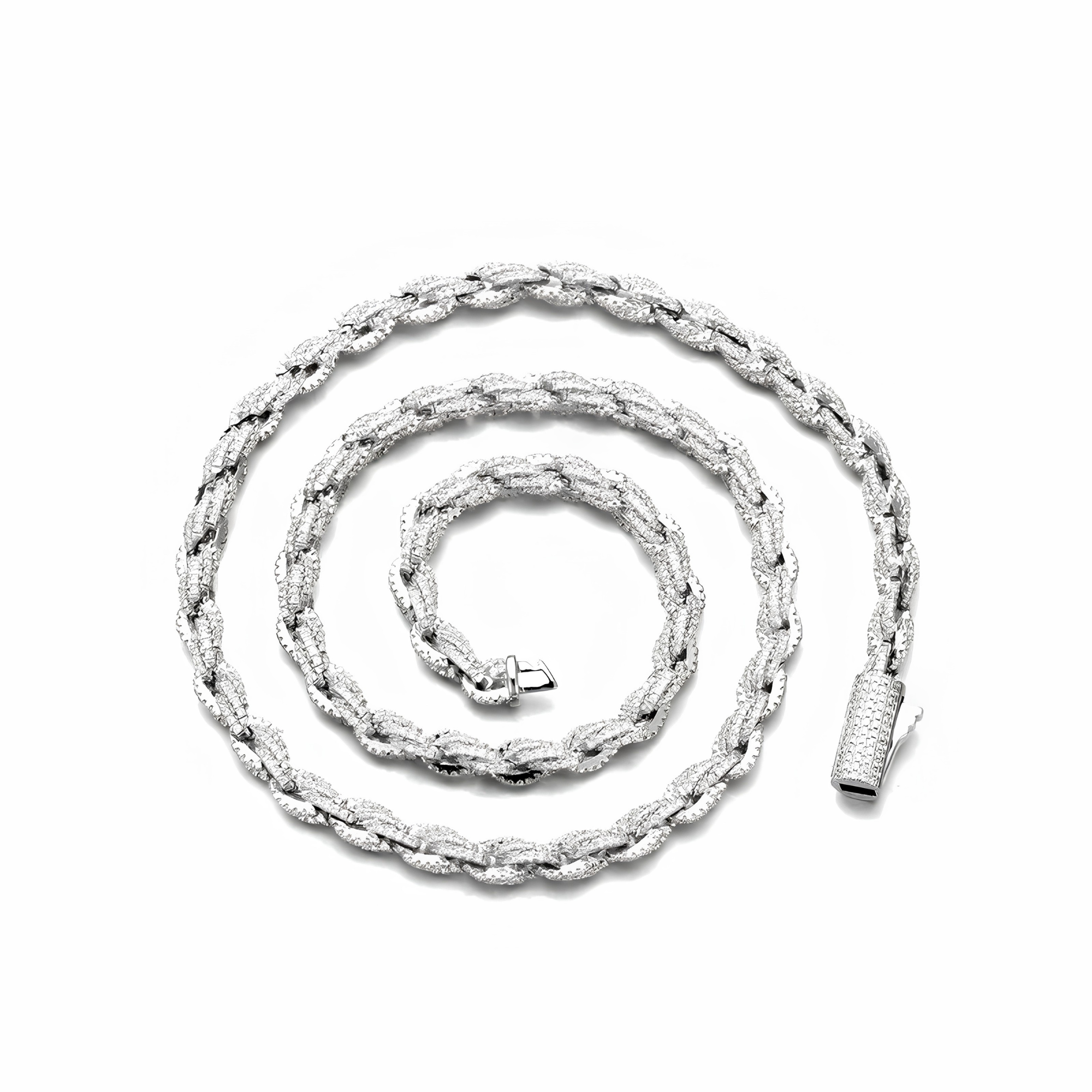 6MM ICED ROPE CHAIN - SILVER