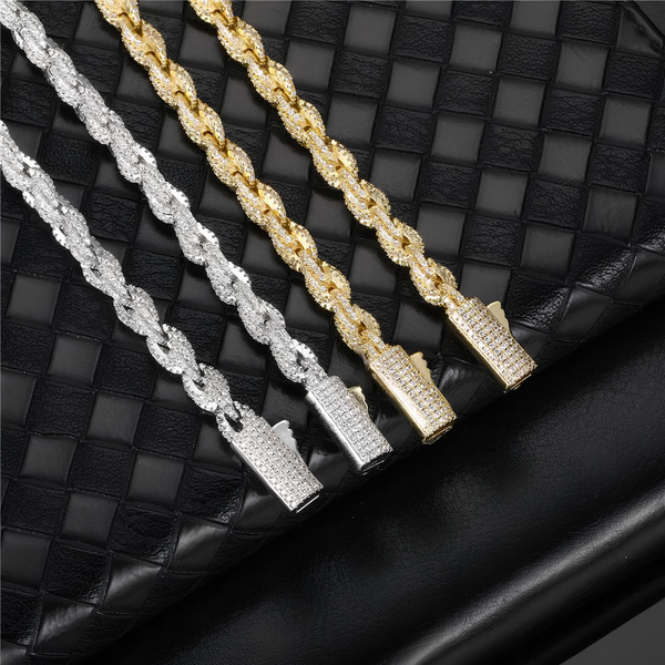 6MM ICED ROPE CHAIN - SILVER