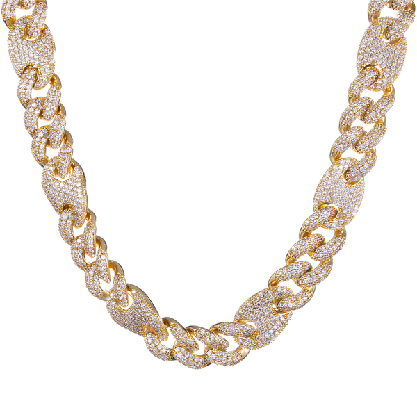 18MM ICED PUFF CUBAN CHAIN - GOLD