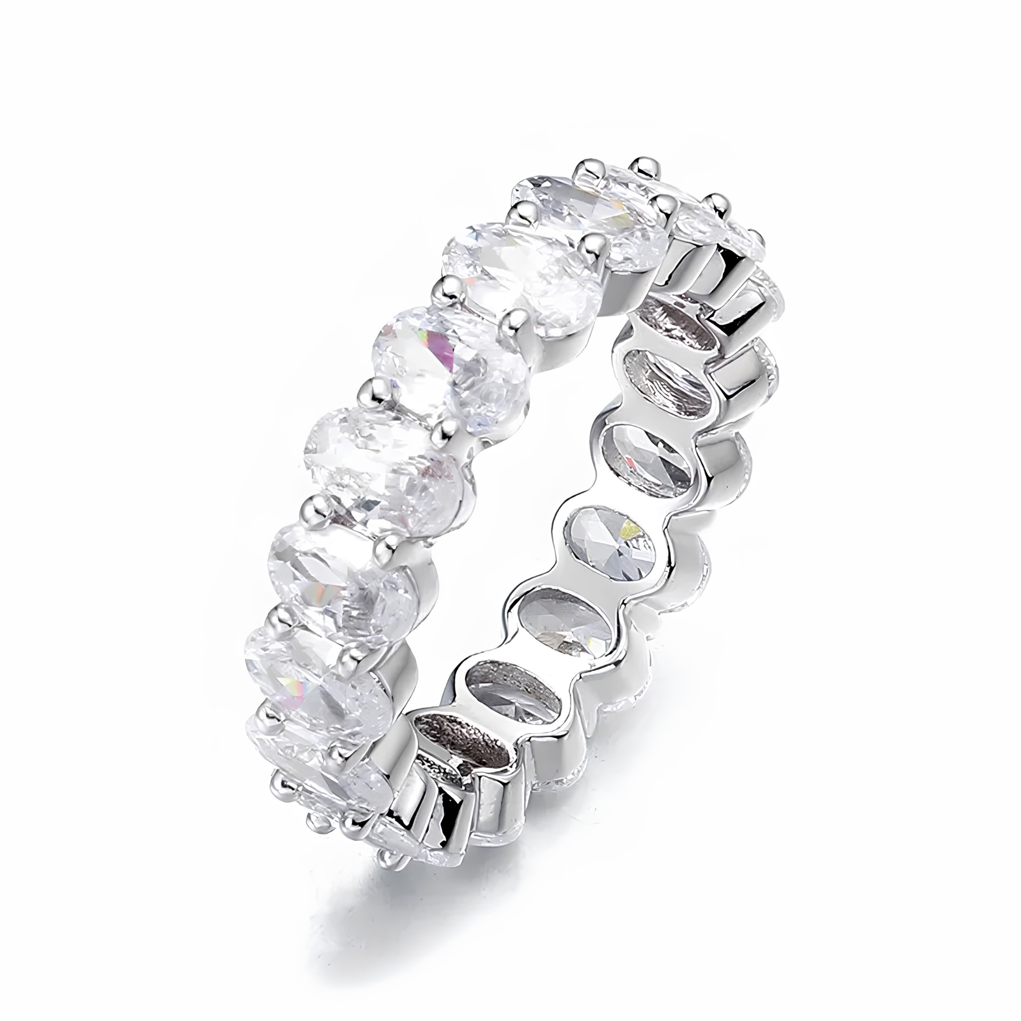 OVAL CUT ICED RING - SILVER