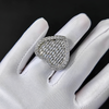 ICED BAGUETTE HEART RING - SILVER