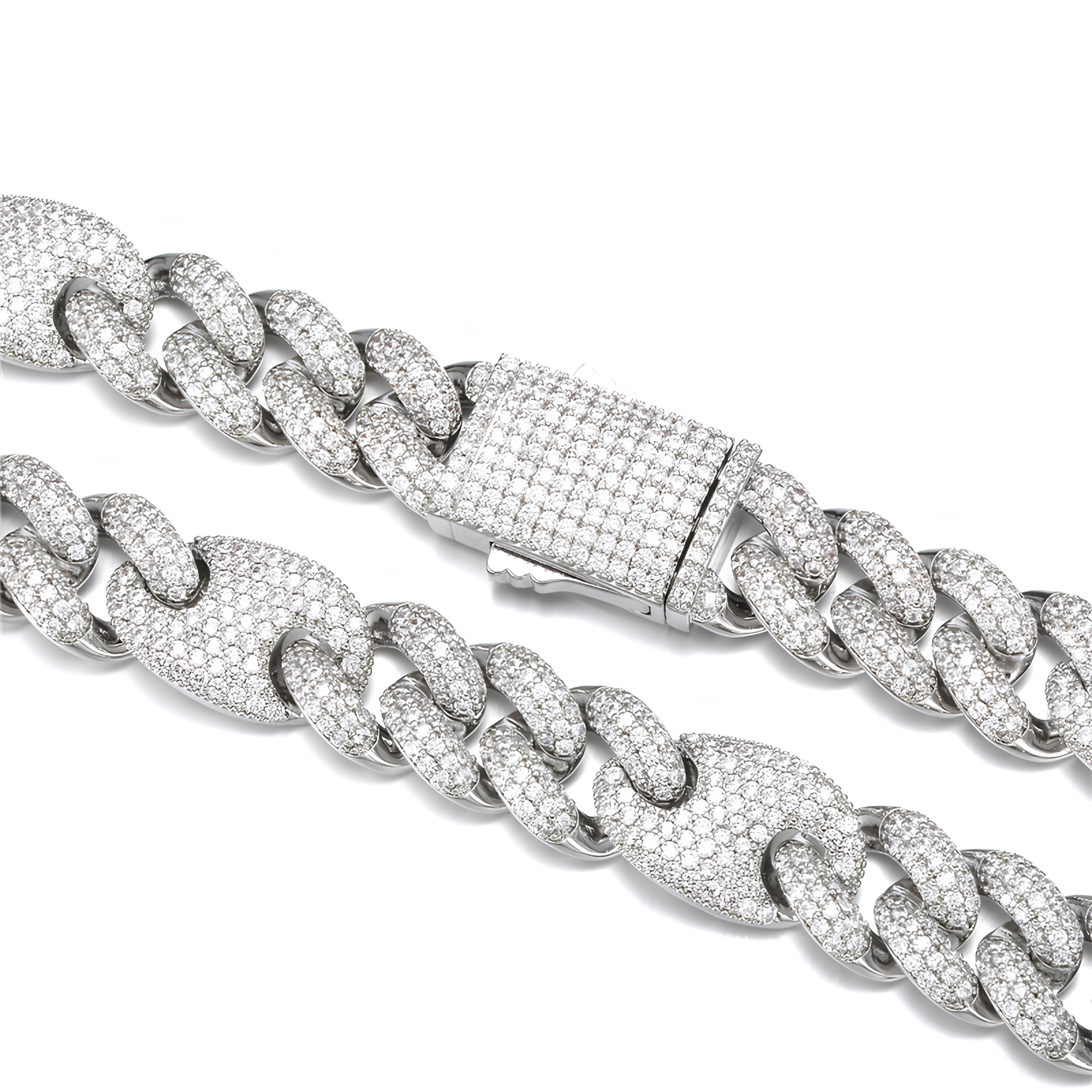 18MM ICED PUFF CUBAN CHAIN - SILVER