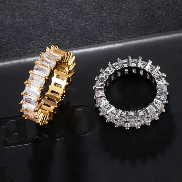 ICED BAGUETTE ETERNITY RING - SILVER