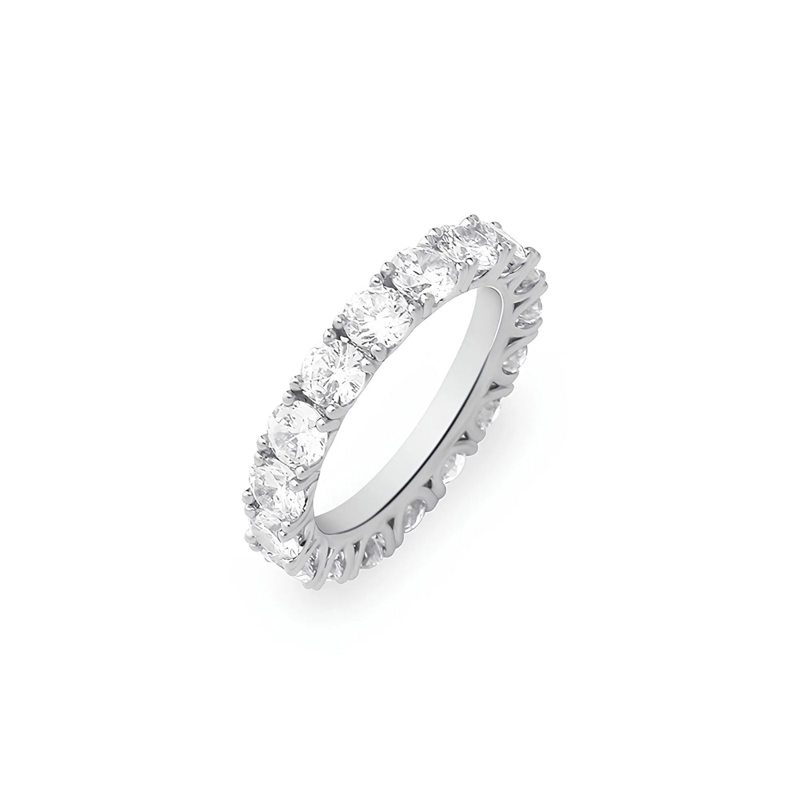 Silver tennis ring on a white background