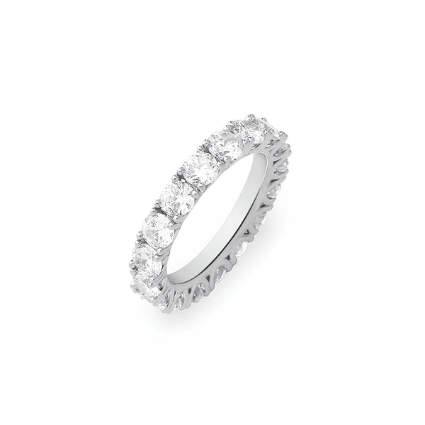 Silver tennis ring on a white background