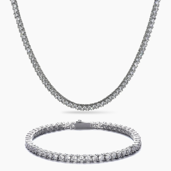 WOMENS 3MM TENNIS SET - SILVER