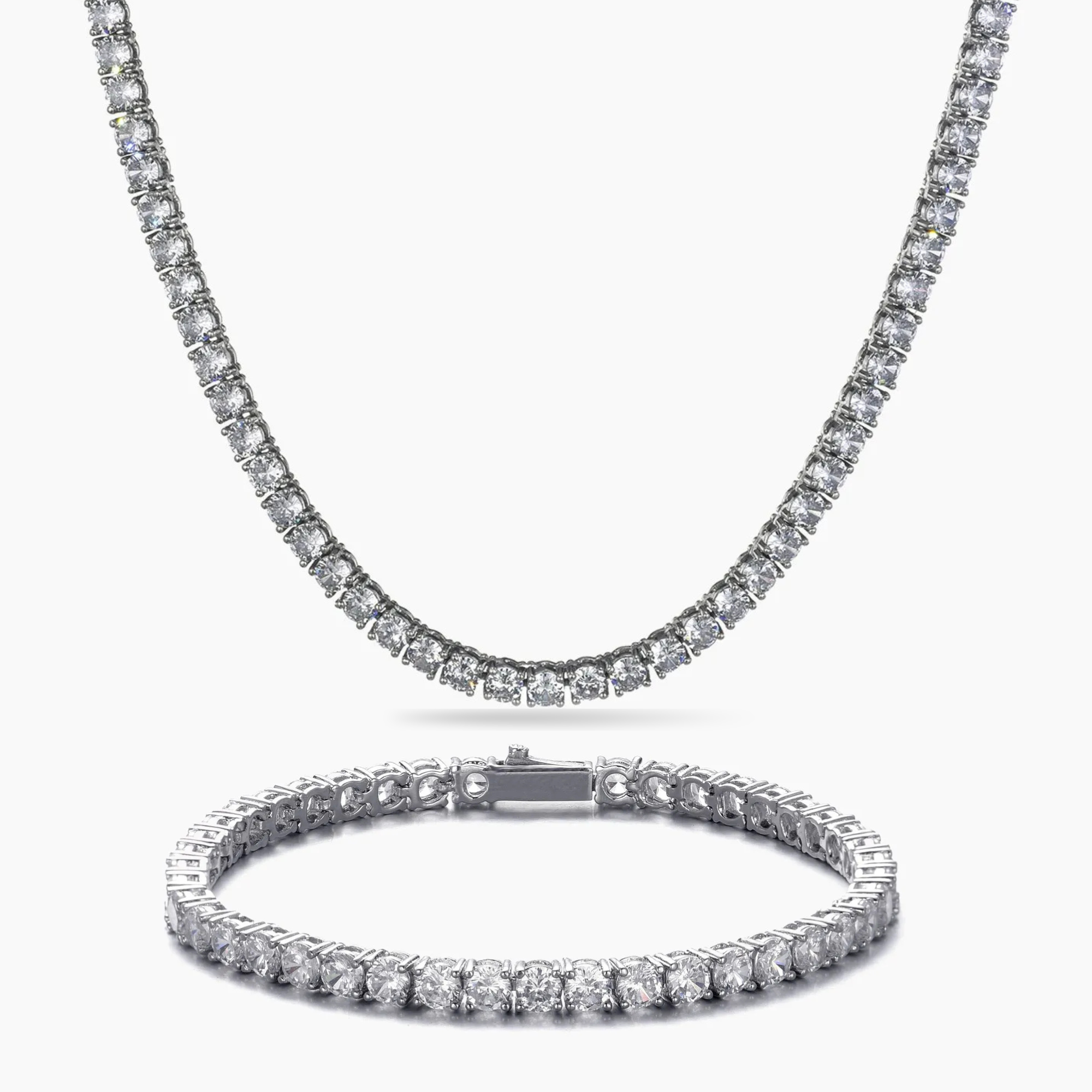 MENS 4MM TENNIS SET - SILVER