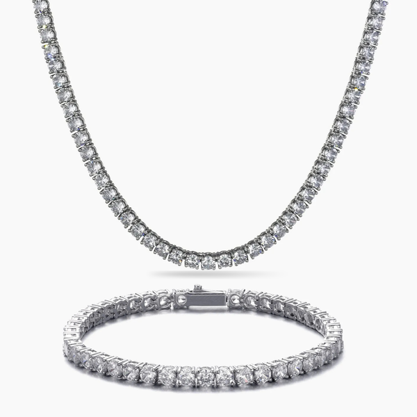 WOMENS 4MM TENNIS SET - SILVER