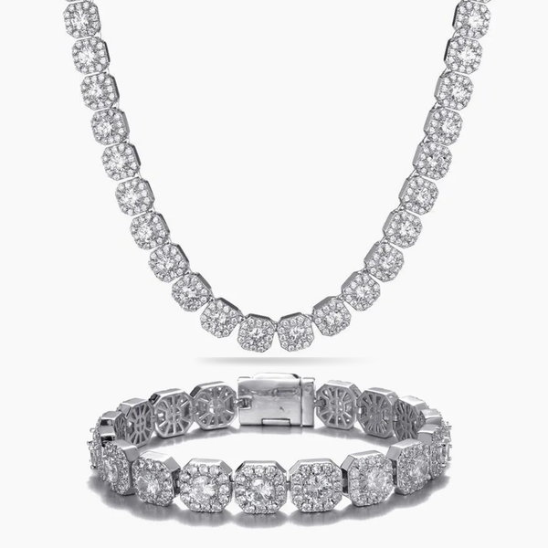 10MM CLUSTERED TENNIS SET - SILVER