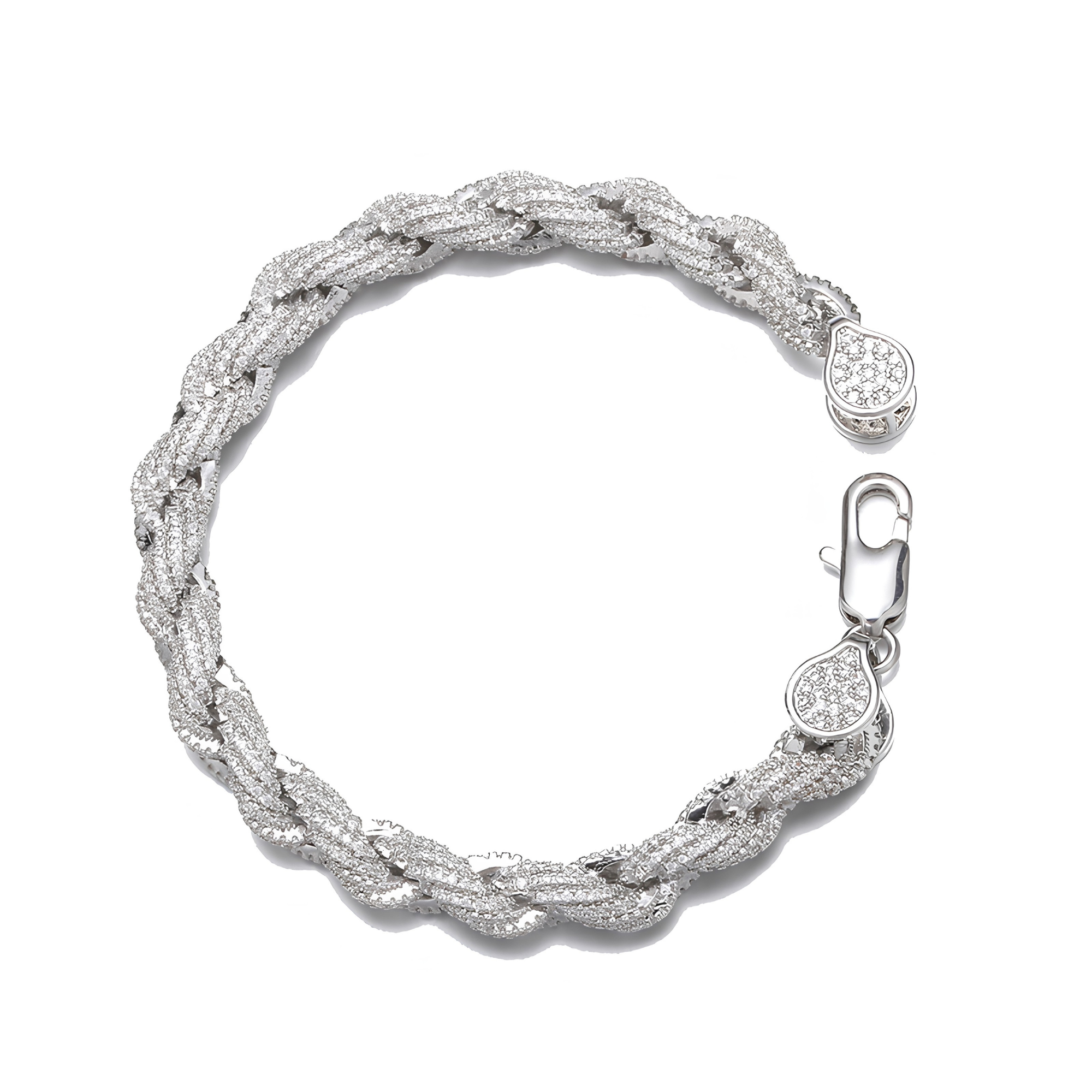 8MM ICED ROPE BRACELET - SILVER