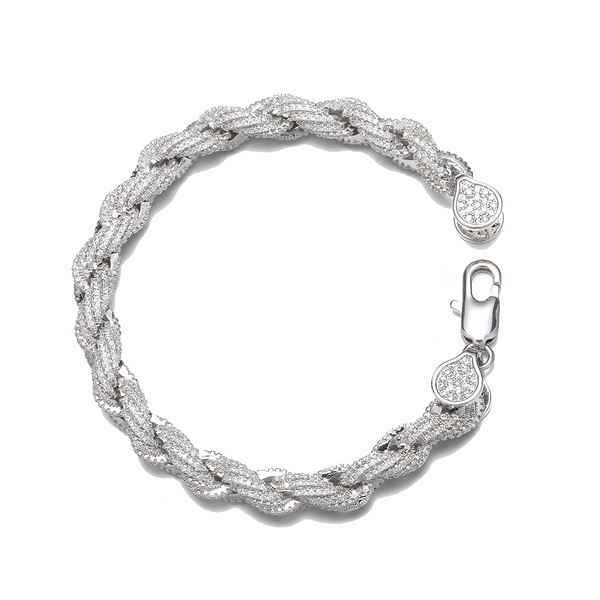 8MM ICED ROPE BRACELET - SILVER