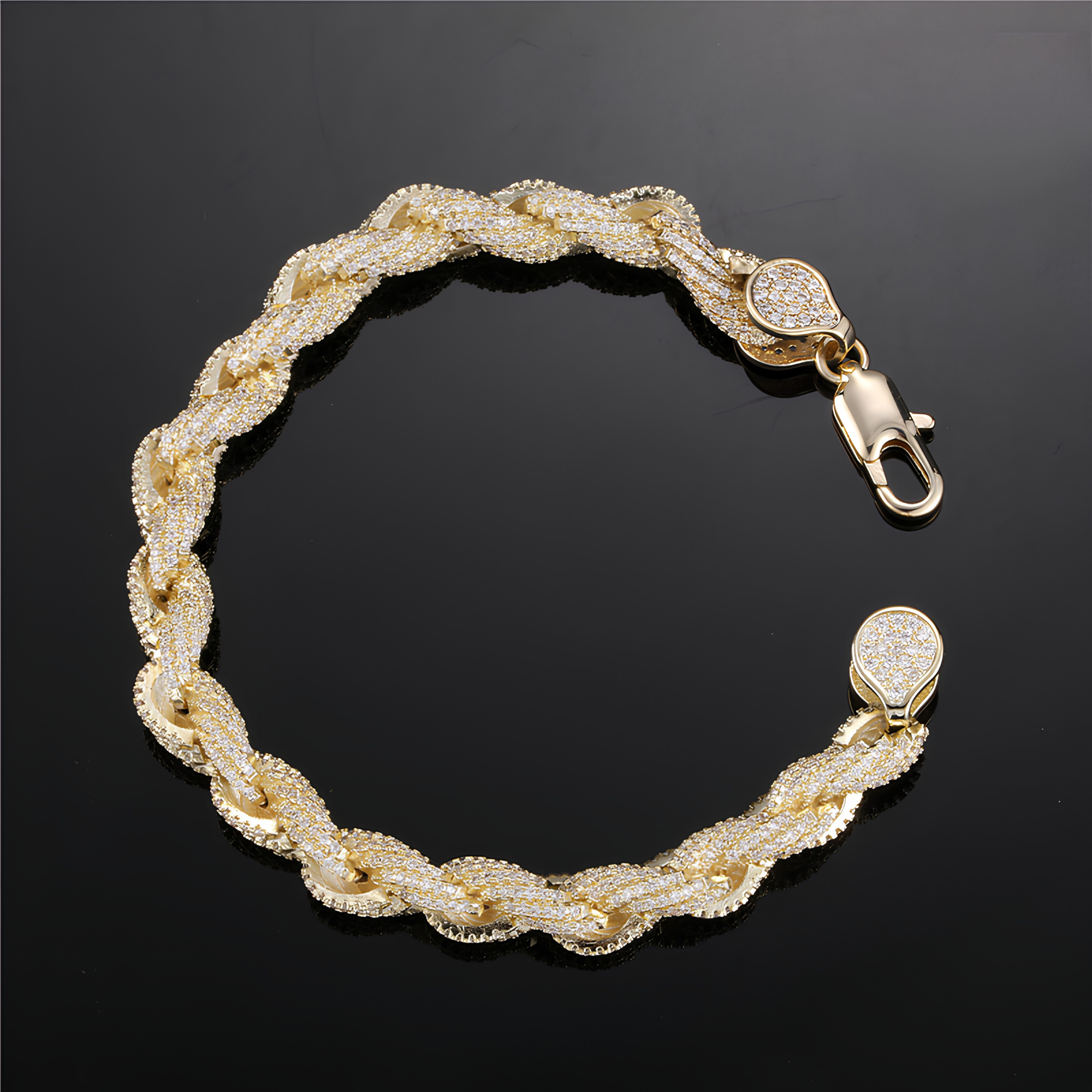 8MM ICED ROPE BRACELET - GOLD