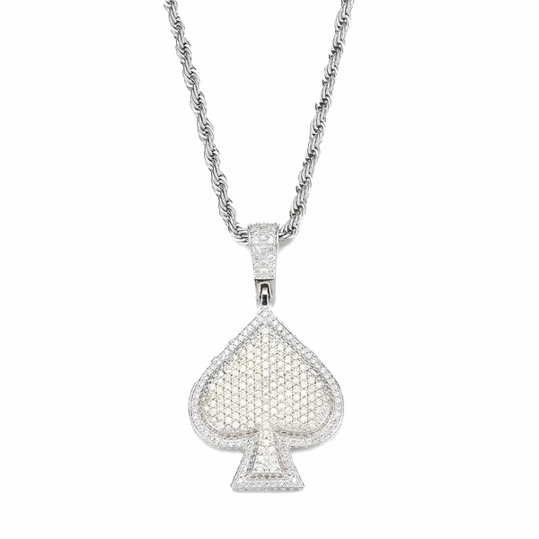 ICED SPADE PENDANT - SILVER
