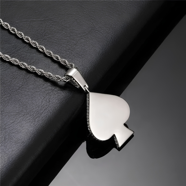 ICED SPADE PENDANT - SILVER