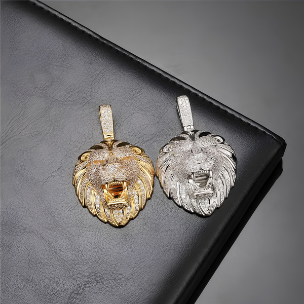 ICED LION HEAD PENDANT - GOLD