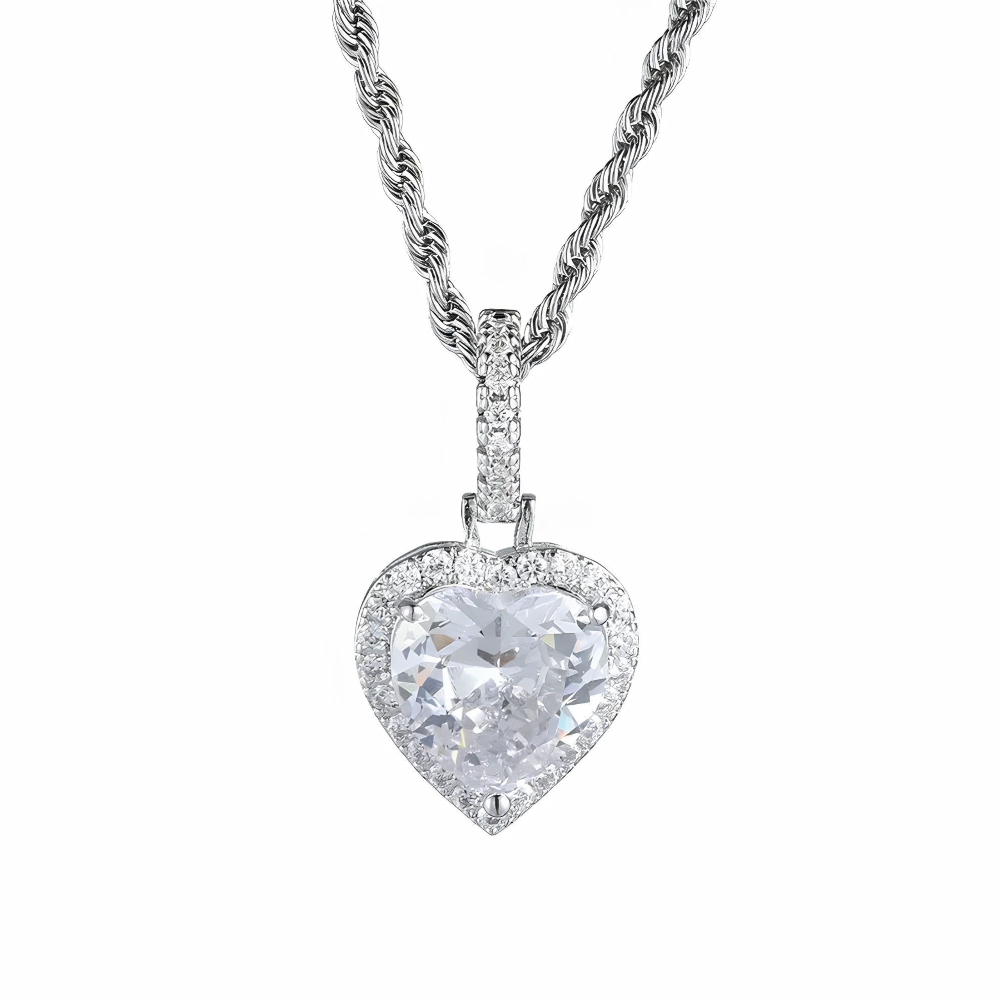 ICED HEART HALO PENDANT – SILVER