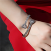 6MM ICED BAGUETTE HEART CUFF BRACELET - SILVER